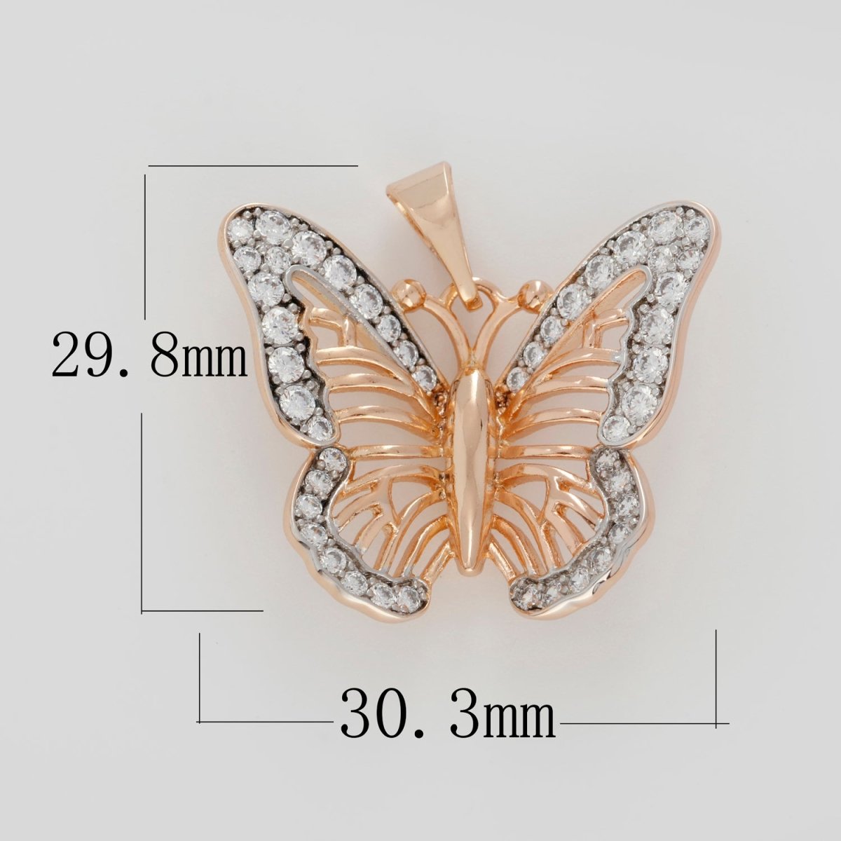 Clearance Pricing BLOWOUT 18k Gold Filled Mariposa Butterfly Charm Micro Pave Monarch Pendant for Necklace Supply N-1418 - DLUXCA