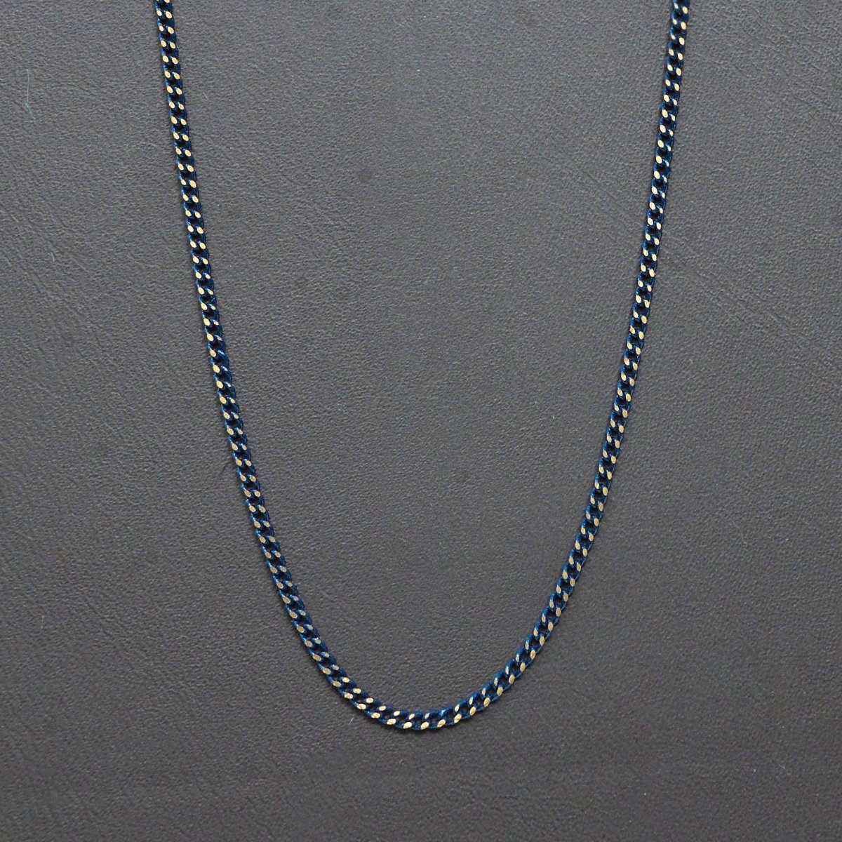 Clearance Pricing BLOWOUT Dark Blue Shimmer Cable Chain On Brass 1.8mm width Gold Navy Enamel Unfinished chain for Bracelet Necklace Component Chain | ROLL-445 - DLUXCA
