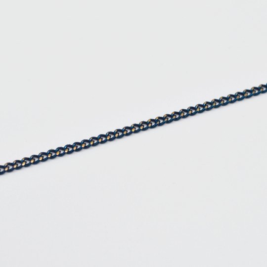 Clearance Pricing BLOWOUT Dark Blue Shimmer Cable Chain On Brass 1.8mm width Gold Navy Enamel Unfinished chain for Bracelet Necklace Component Chain | ROLL-445 - DLUXCA