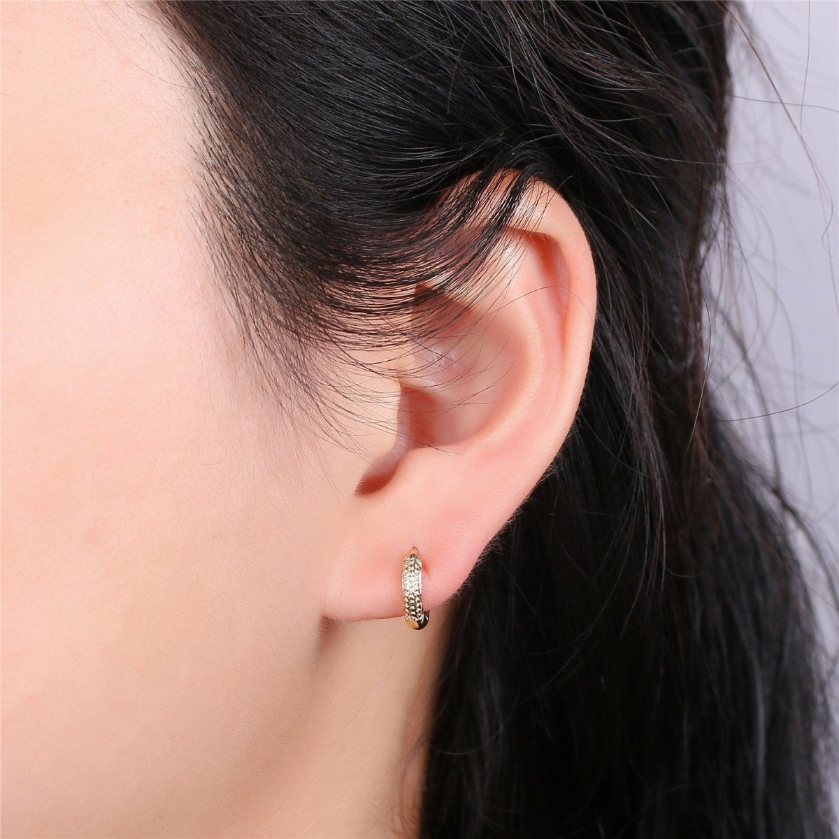 Clearance Pricing Overstock Gold Filled Tiny Huge earrings, Clear Cubic small hoops, Tiny hoops, Dainty hoops, Minimalist hoop earrings, Huggie hoop earrings K-253 - DLUXCA