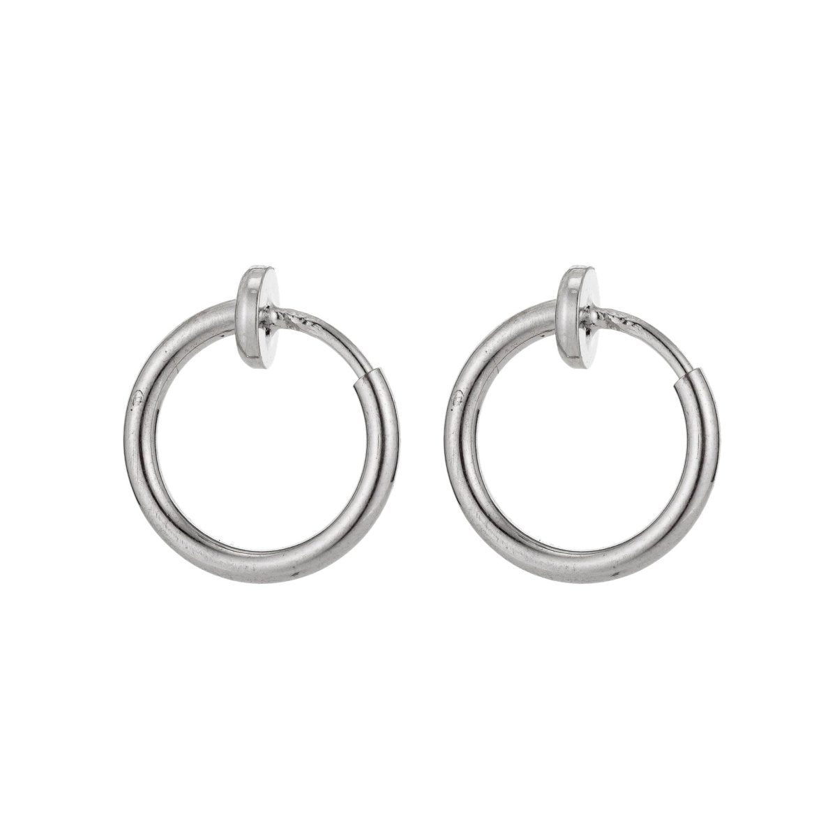 Clip On Earrings Gold Filled / White Gold Earring 12mm No Piercing Hoop Small Spring Clip on Earrings Ear Cuff One Touch open link L-508~L-511 - DLUXCA