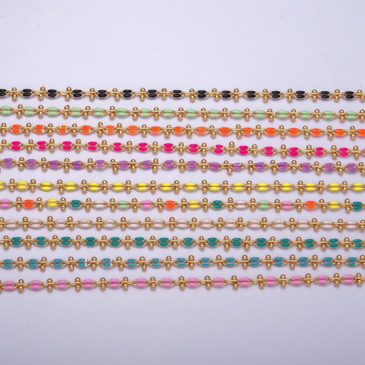 Color Enamel Cable Chain by Yard for Bracelet Anklet Necklace Component Link Enamel Color Chain | ROLL-803 ~ ROLL-813 Clearance Pricing - DLUXCA
