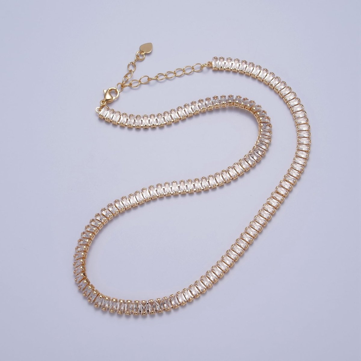 Color Tennis Baguette Necklace 24k gold Filled CZ chain necklace Layer Colorful CZ chain | WA-938 to WA-944 Clearance Pricing - DLUXCA