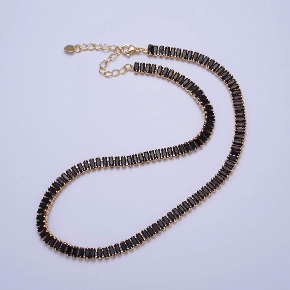 Color Tennis Baguette Necklace 24k gold Filled CZ chain necklace Layer Colorful CZ chain | WA-938 to WA-944 Clearance Pricing - DLUXCA