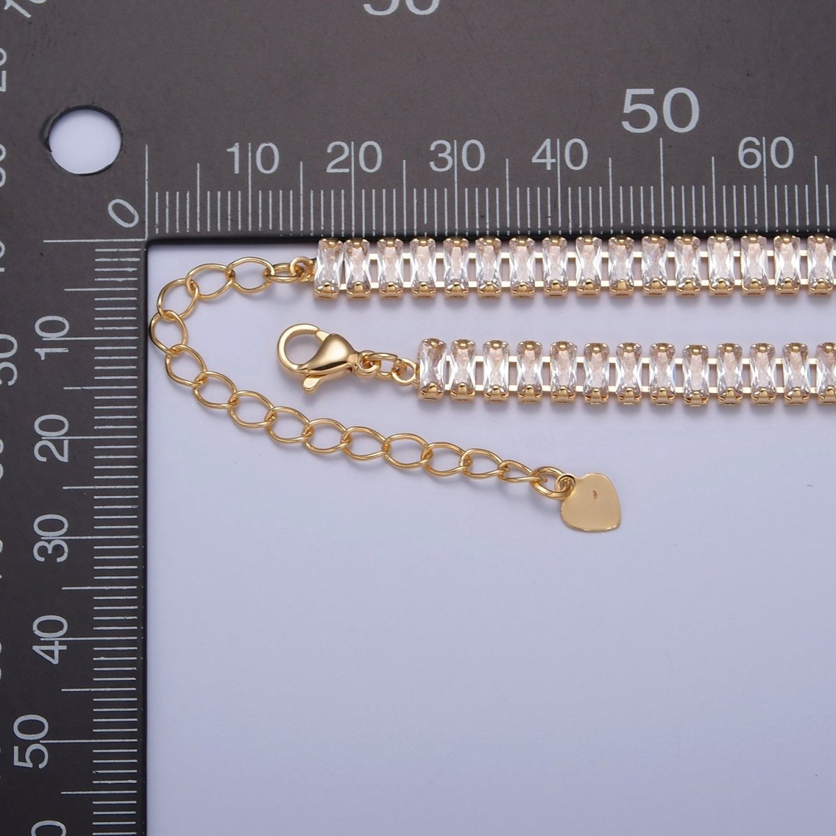 Color Tennis Baguette Necklace 24k gold Filled CZ chain necklace Layer Colorful CZ chain | WA-938 to WA-944 Clearance Pricing - DLUXCA