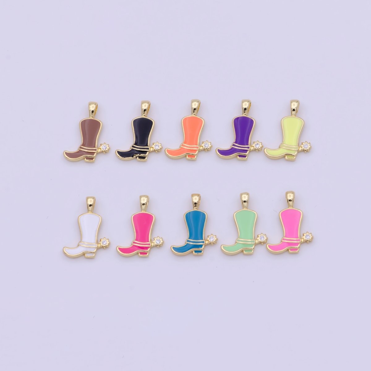 Colorful Cowboy Cowgirl Boot Enamel Charm Pendant Shoes Wild West Inspired H-023 H-033 J-840 - J-847 - DLUXCA
