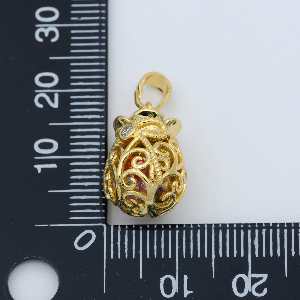 Colorful Crystal Gemstone Charm Cage, Dainty Pendant for Minimalist jewelry Supply I-035 - DLUXCA