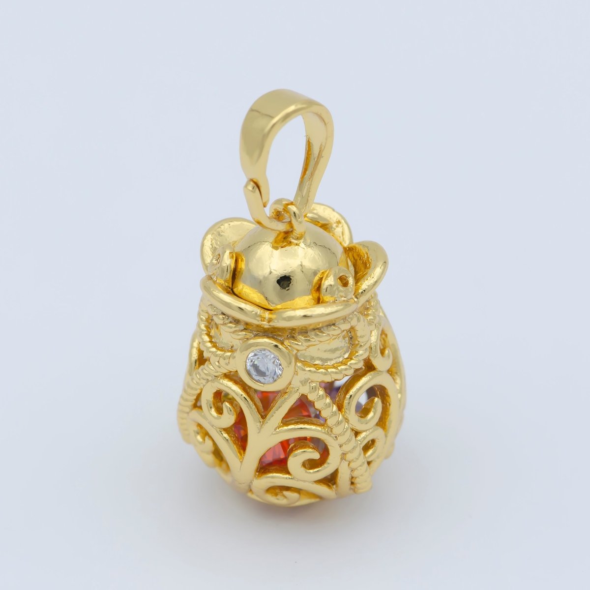 Colorful Crystal Gemstone Charm Cage, Dainty Pendant for Minimalist jewelry Supply I-035 - DLUXCA