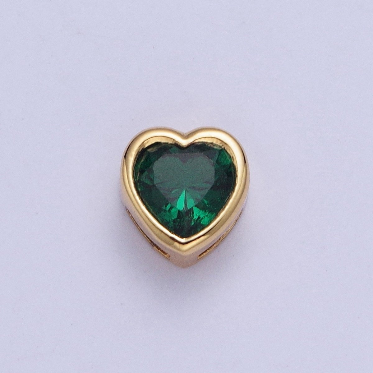 Colorful Cubiz Zirconia Heart Gold Bezel Beads - 7mm Dainty Bright 3D Love Jewelry Gold Filled Love Beads spacer for Bracelet Necklace Supply W-912-W-919 - DLUXCA
