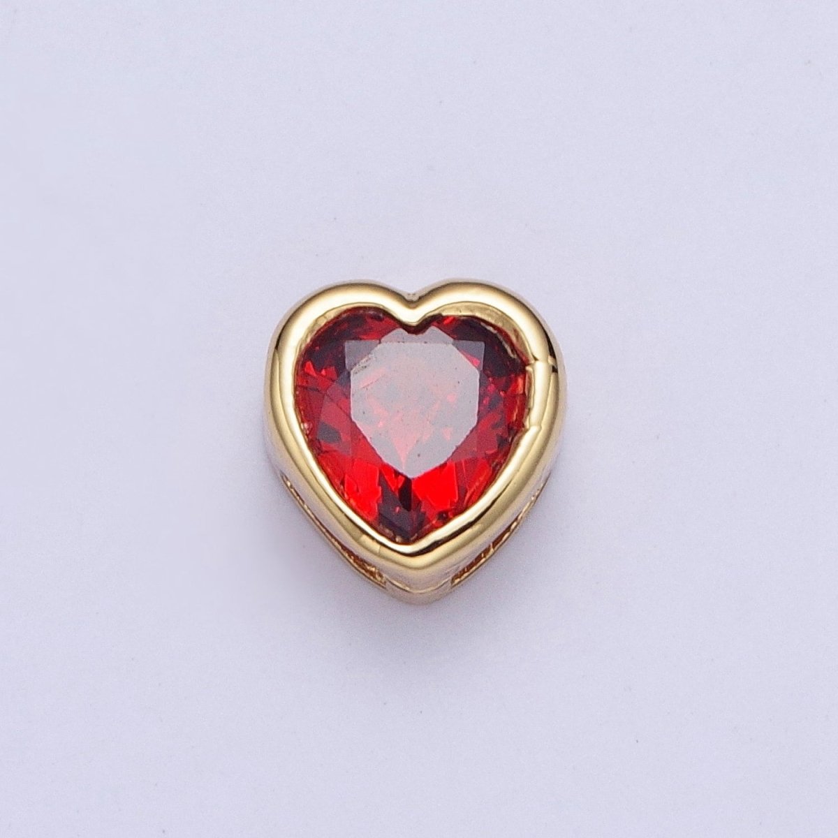 Colorful Cubiz Zirconia Heart Gold Bezel Beads - 7mm Dainty Bright 3D Love Jewelry Gold Filled Love Beads spacer for Bracelet Necklace Supply W-912-W-919 - DLUXCA