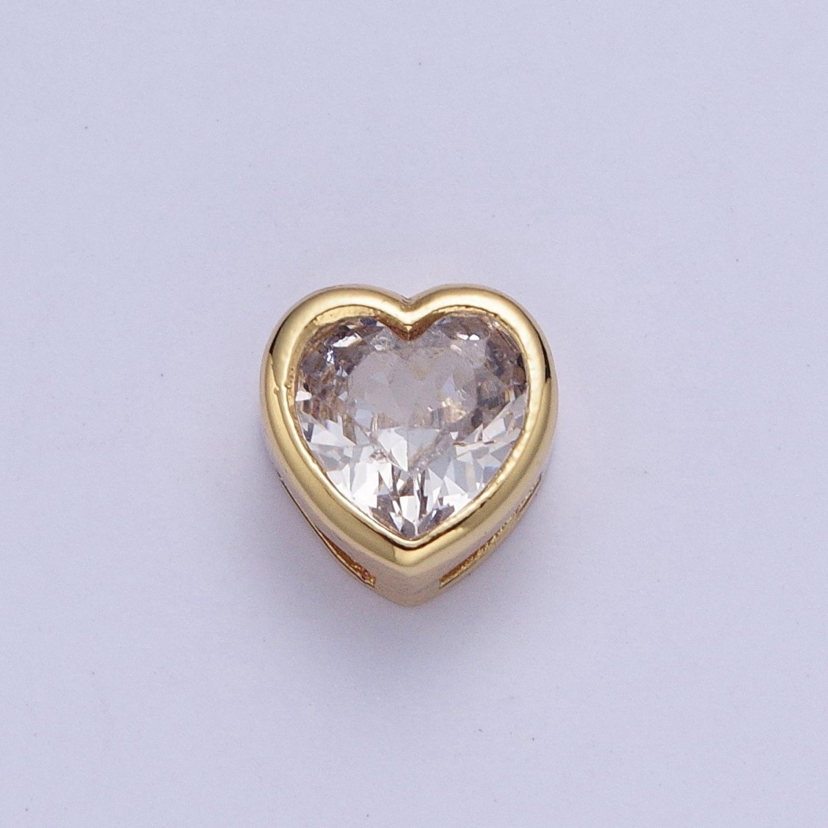 Colorful Cubiz Zirconia Heart Gold Bezel Beads - 7mm Dainty Bright 3D Love Jewelry Gold Filled Love Beads spacer for Bracelet Necklace Supply W-912-W-919 - DLUXCA
