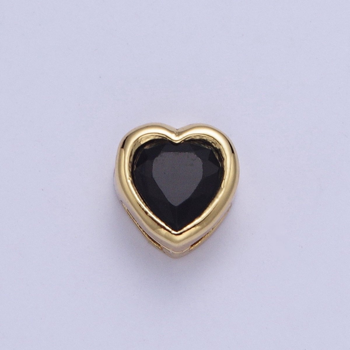 Colorful Cubiz Zirconia Heart Gold Bezel Beads - 7mm Dainty Bright 3D Love Jewelry Gold Filled Love Beads spacer for Bracelet Necklace Supply W-912-W-919 - DLUXCA