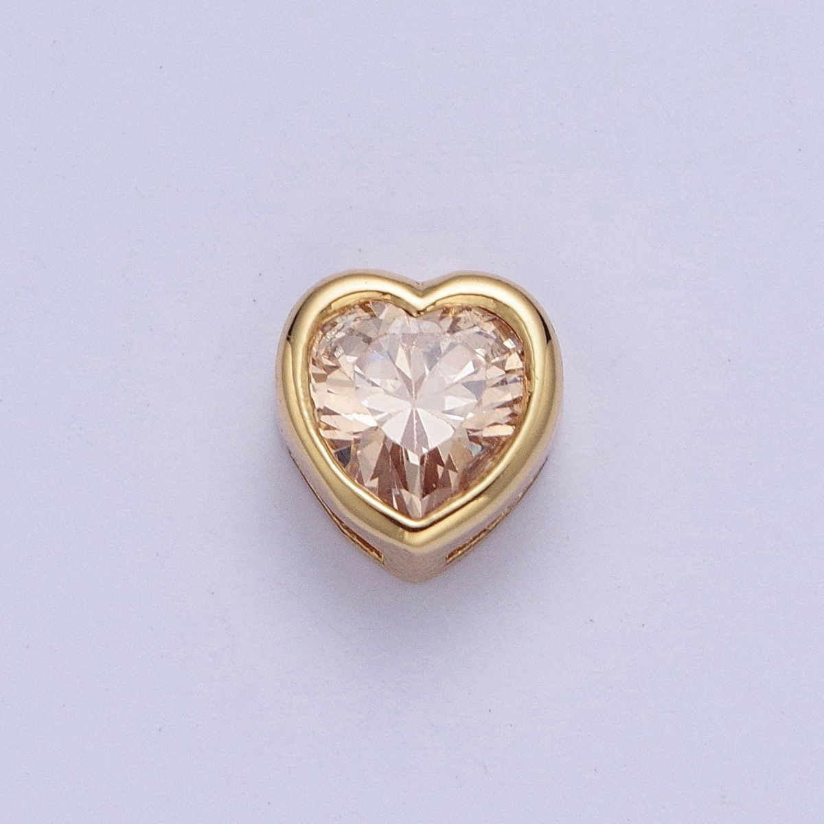 Colorful Cubiz Zirconia Heart Gold Bezel Beads - 7mm Dainty Bright 3D Love Jewelry Gold Filled Love Beads spacer for Bracelet Necklace Supply W-912-W-919 - DLUXCA