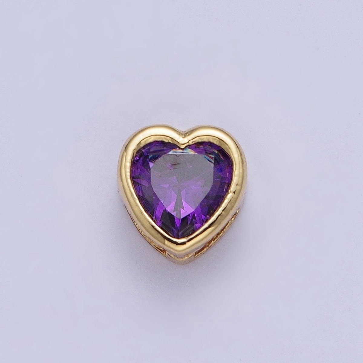 Colorful Cubiz Zirconia Heart Gold Bezel Beads - 7mm Dainty Bright 3D Love Jewelry Gold Filled Love Beads spacer for Bracelet Necklace Supply W-912-W-919 - DLUXCA