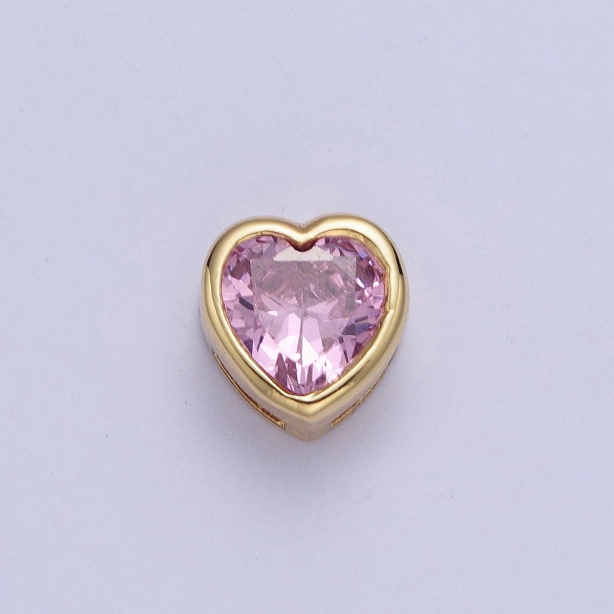 Colorful Cubiz Zirconia Heart Gold Bezel Beads - 7mm Dainty Bright 3D Love Jewelry Gold Filled Love Beads spacer for Bracelet Necklace Supply W-912-W-919 - DLUXCA