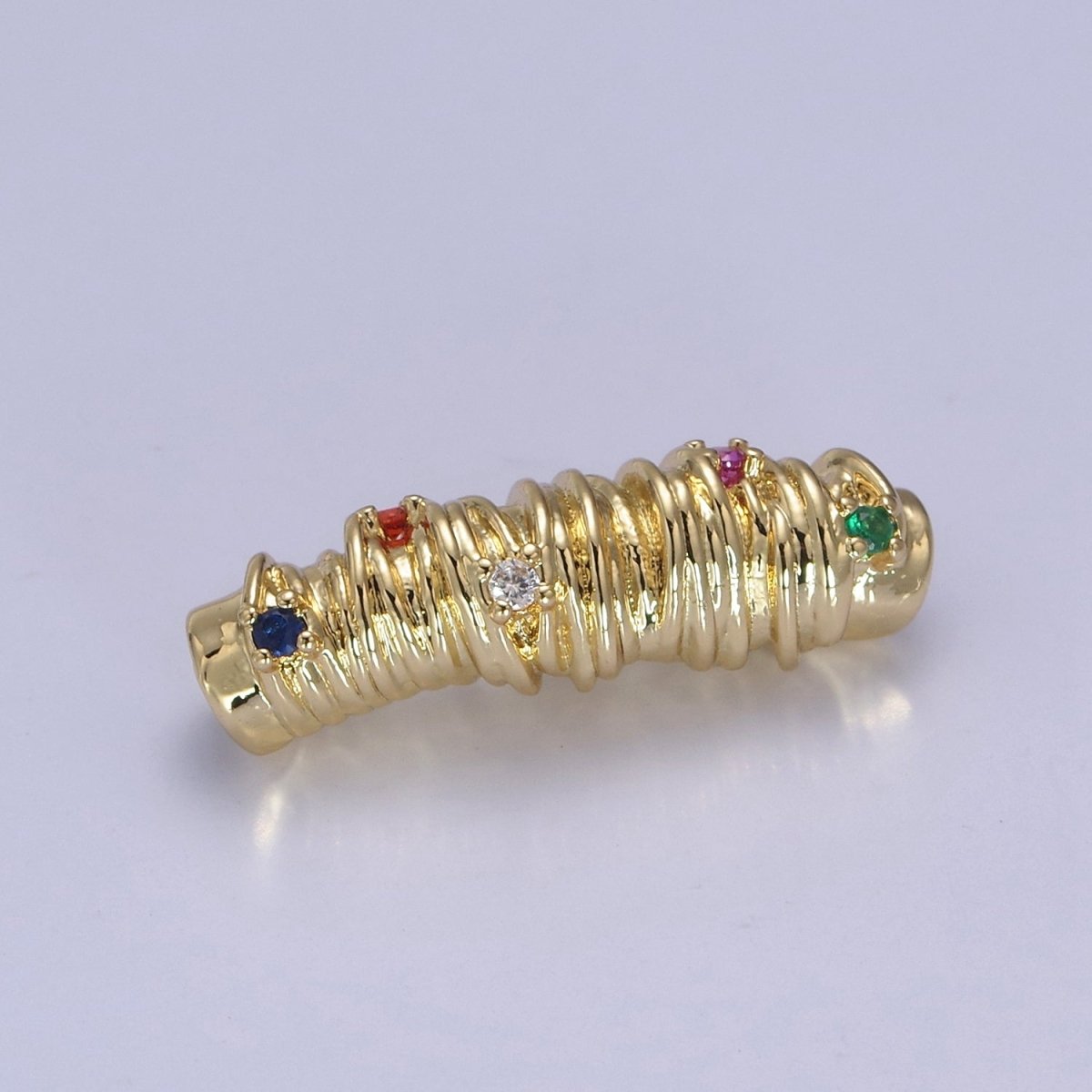 Colorful CZ Gold Tube Micro Pave Spacer Bar Micro Pave Bead Spacer Separator for Bracelet Necklace Supply | B-080 B-161 - DLUXCA