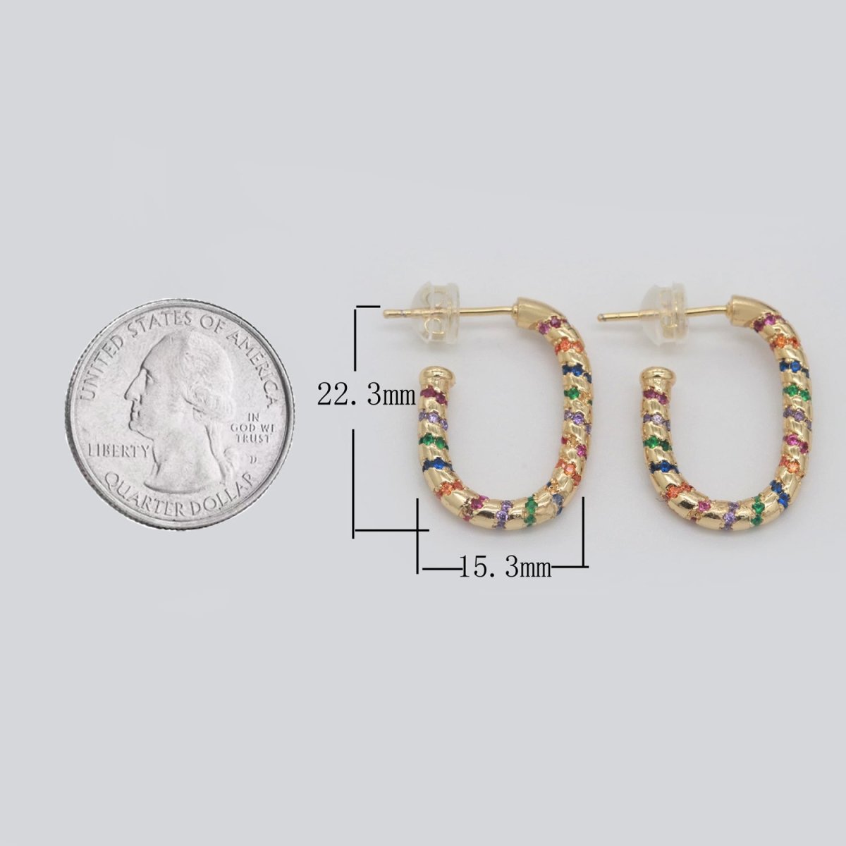 Colorful Cz Hoop Earring Multi Color Cz Hoop Earring for Statement Jewelry Christmas Gift T-156 - DLUXCA