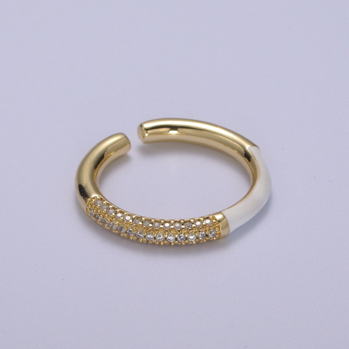 Colorful Enamel Adjustable Ring, 14K Gold Filled CZ Fusion Stacking Ring, Adjustable Ring, Fashion Enamel Jewelry S-170 ~ S-179 - DLUXCA