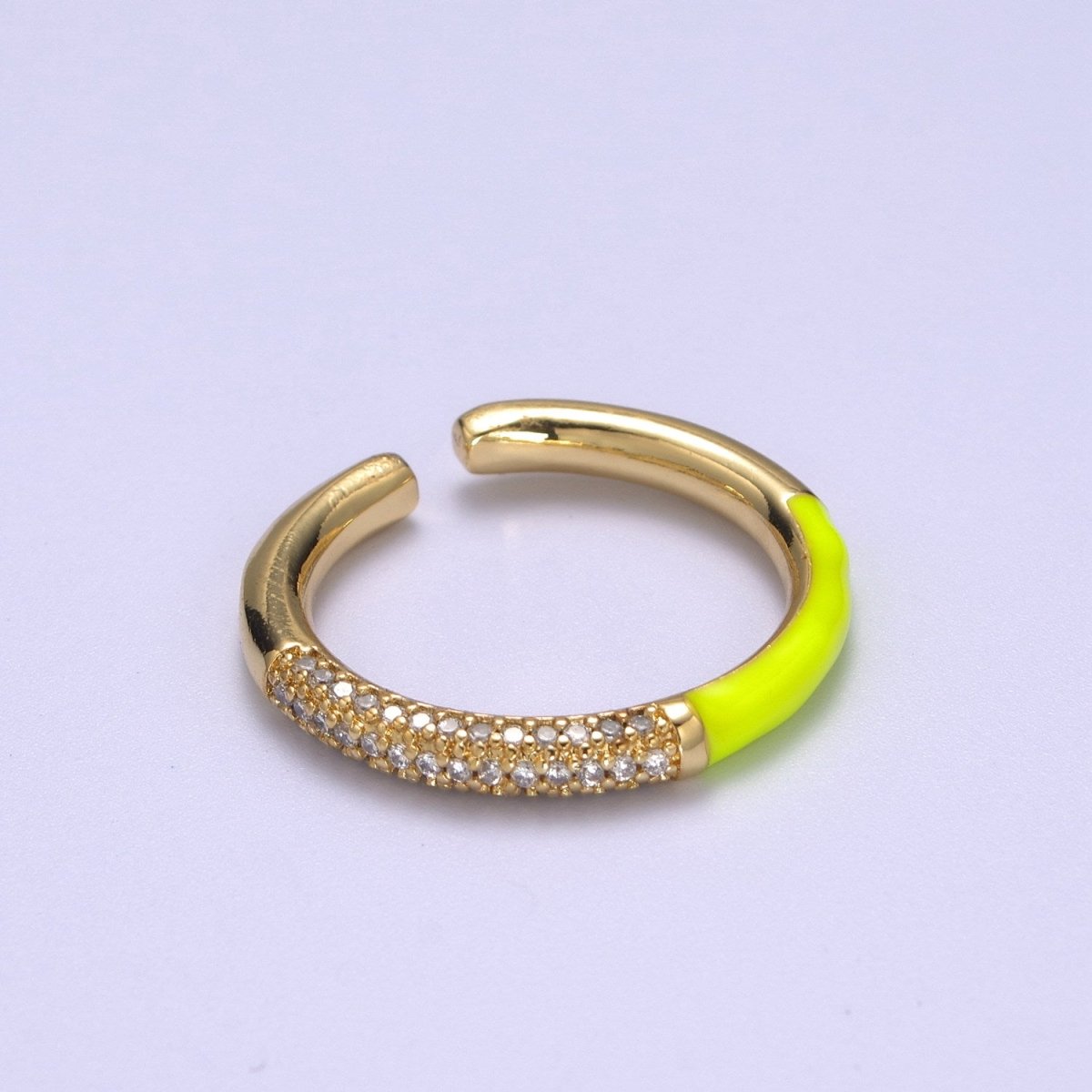 Colorful Enamel Adjustable Ring, 14K Gold Filled CZ Fusion Stacking Ring, Adjustable Ring, Fashion Enamel Jewelry S-170 ~ S-179 - DLUXCA