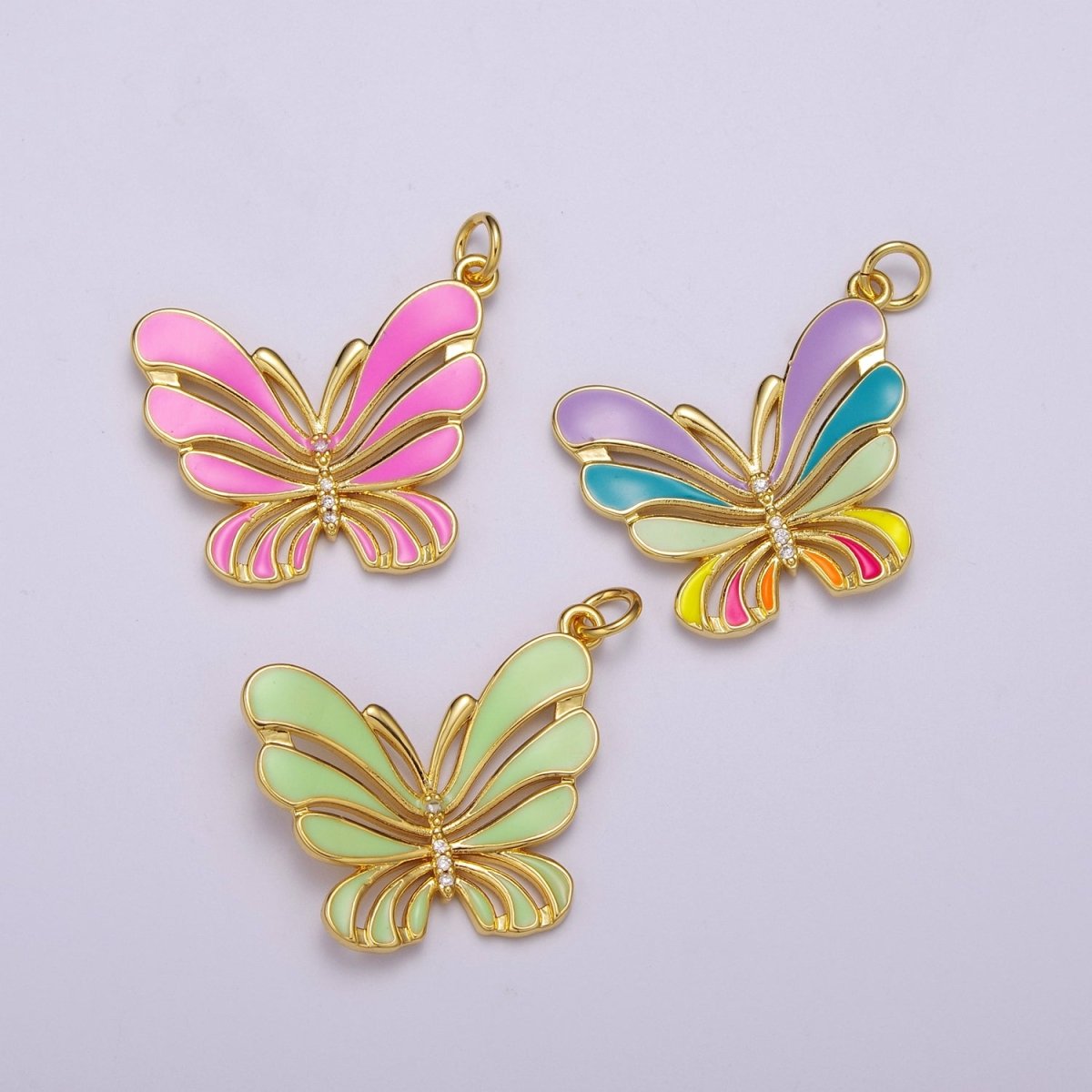 Colorful Enamel Butterfly Charm Necklace Bracelet Earring Pendant Gold Filled Mariposa Charm M-801 M-802 M-803 - DLUXCA