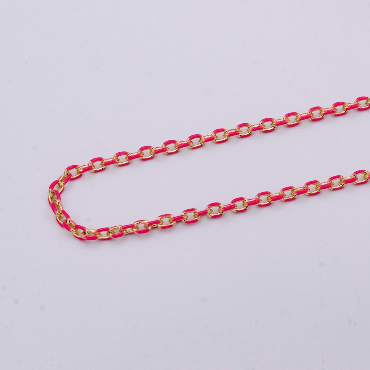 Colorful Enamel Chain 4.5x3.3mm Cable Link Chain, 14K Gold Filled Dainty Chain, Wholesale bulk Chain by Yard | ROLL-1018 ROLL-1025 Clearance Pricing - DLUXCA