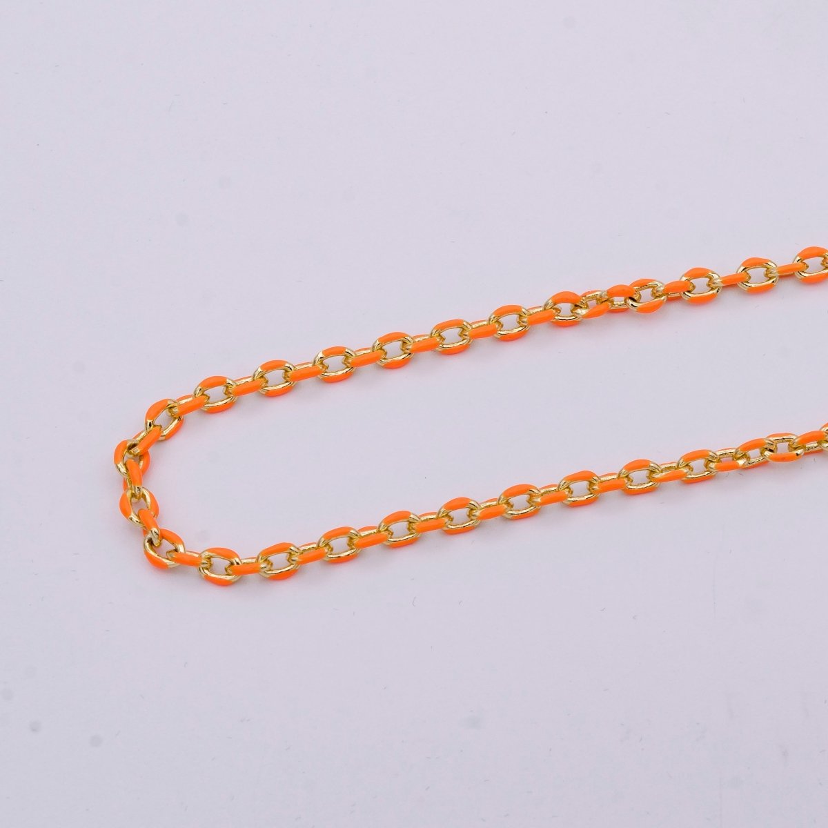 Colorful Enamel Chain 4.5x3.3mm Cable Link Chain, 14K Gold Filled Dainty Chain, Wholesale bulk Chain by Yard | ROLL-1018 ROLL-1025 Clearance Pricing - DLUXCA
