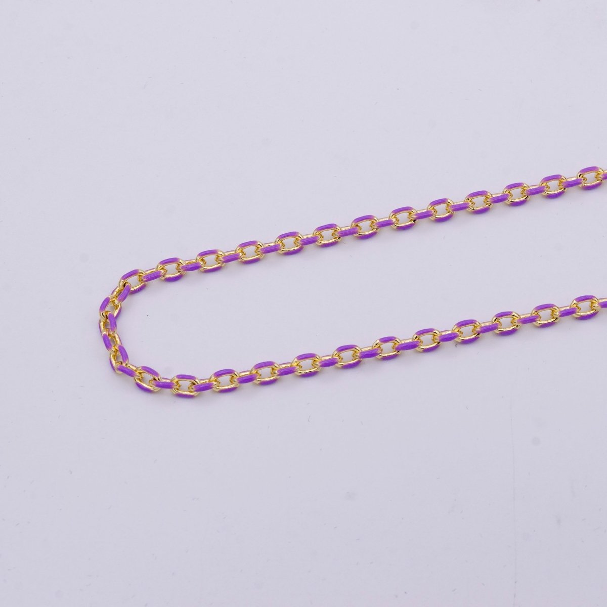Colorful Enamel Chain 4.5x3.3mm Cable Link Chain, 14K Gold Filled Dainty Chain, Wholesale bulk Chain by Yard | ROLL-1018 ROLL-1025 Clearance Pricing - DLUXCA