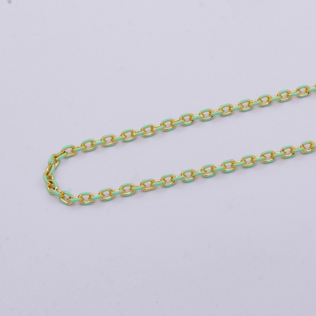 Colorful Enamel Chain 4.5x3.3mm Cable Link Chain, 14K Gold Filled Dainty Chain, Wholesale bulk Chain by Yard | ROLL-1018 ROLL-1025 Clearance Pricing - DLUXCA
