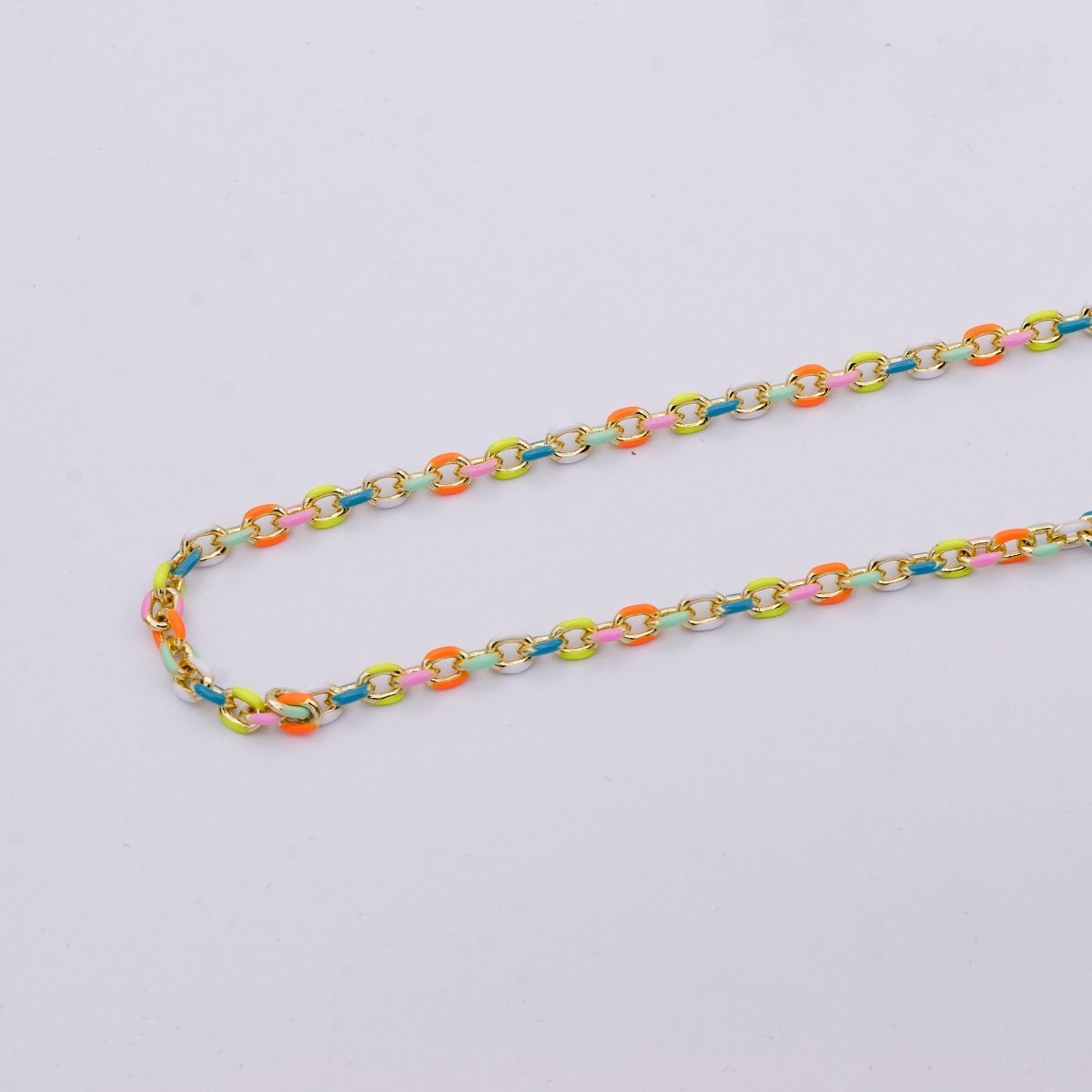 Colorful Enamel Chain 4.5x3.3mm Cable Link Chain, 14K Gold Filled Dainty Chain, Wholesale bulk Chain by Yard | ROLL-1018 ROLL-1025 Clearance Pricing - DLUXCA