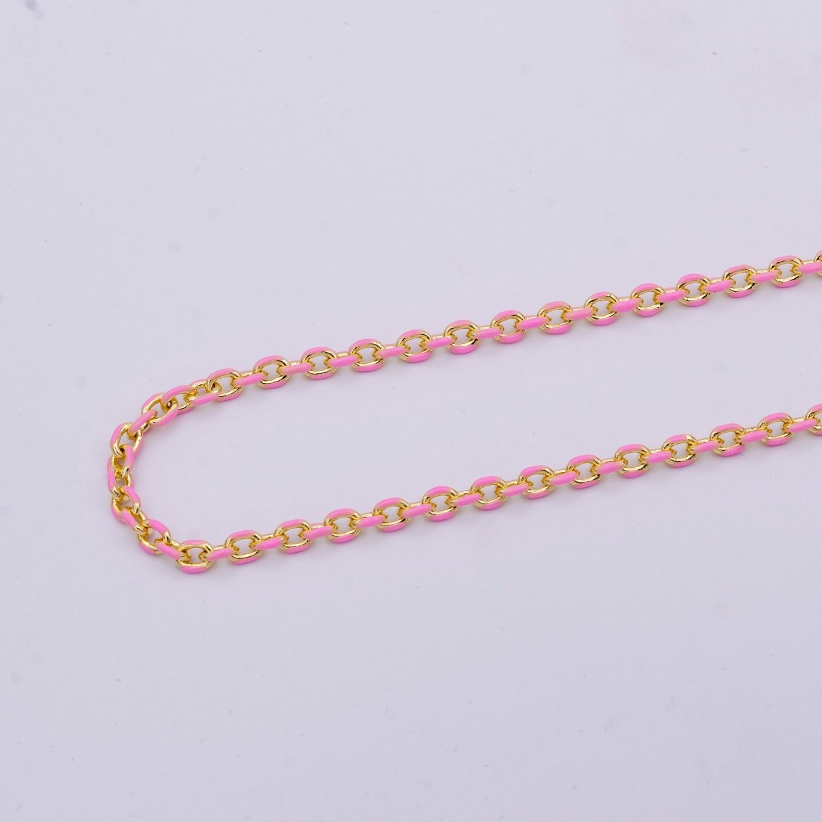 Colorful Enamel Chain 4.5x3.3mm Cable Link Chain, 14K Gold Filled Dainty Chain, Wholesale bulk Chain by Yard | ROLL-1018 ROLL-1025 Clearance Pricing - DLUXCA
