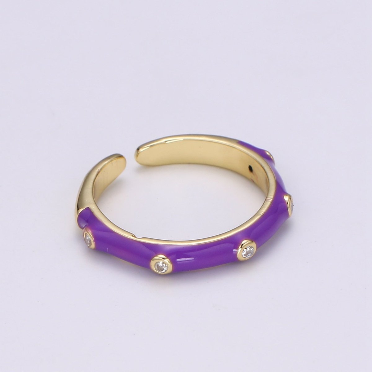 Colorful Enamel Ring | Multicolor Enamel Band Rainbow Ring | Enamel Stacking Ring Open Ring Adjustable Ring Black Pink Green White Neon Ring O-271 O-272 R-287 ~ R-294 - DLUXCA