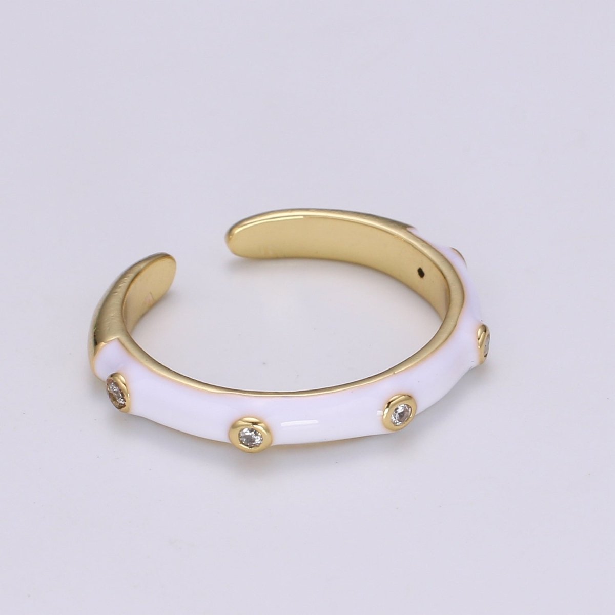 Colorful Enamel Ring | Multicolor Enamel Band Rainbow Ring | Enamel Stacking Ring Open Ring Adjustable Ring Black Pink Green White Neon Ring O-271 O-272 R-287 ~ R-294 - DLUXCA