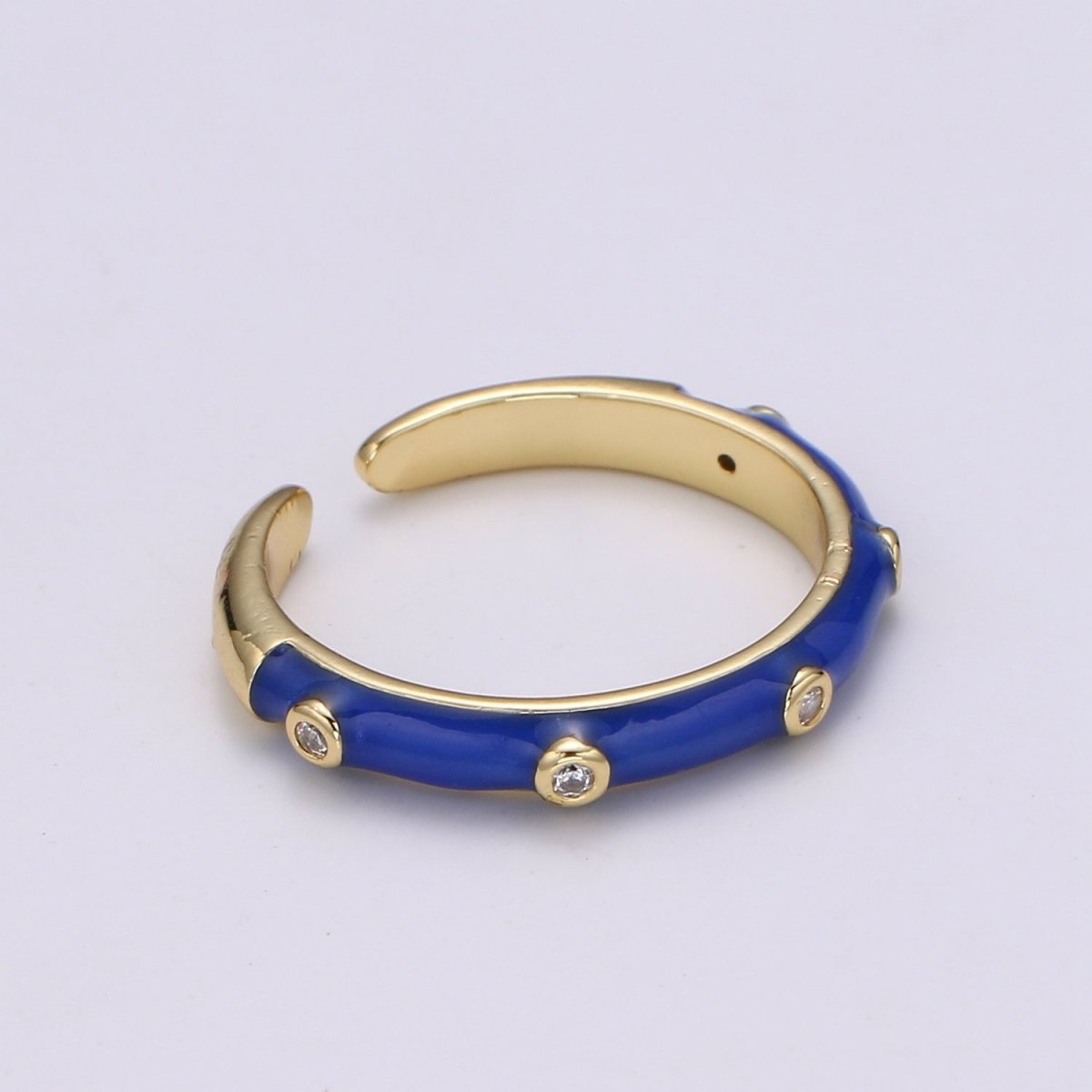 Colorful Enamel Ring | Multicolor Enamel Band Rainbow Ring | Enamel Stacking Ring Open Ring Adjustable Ring Black Pink Green White Neon Ring O-271 O-272 R-287 ~ R-294 - DLUXCA