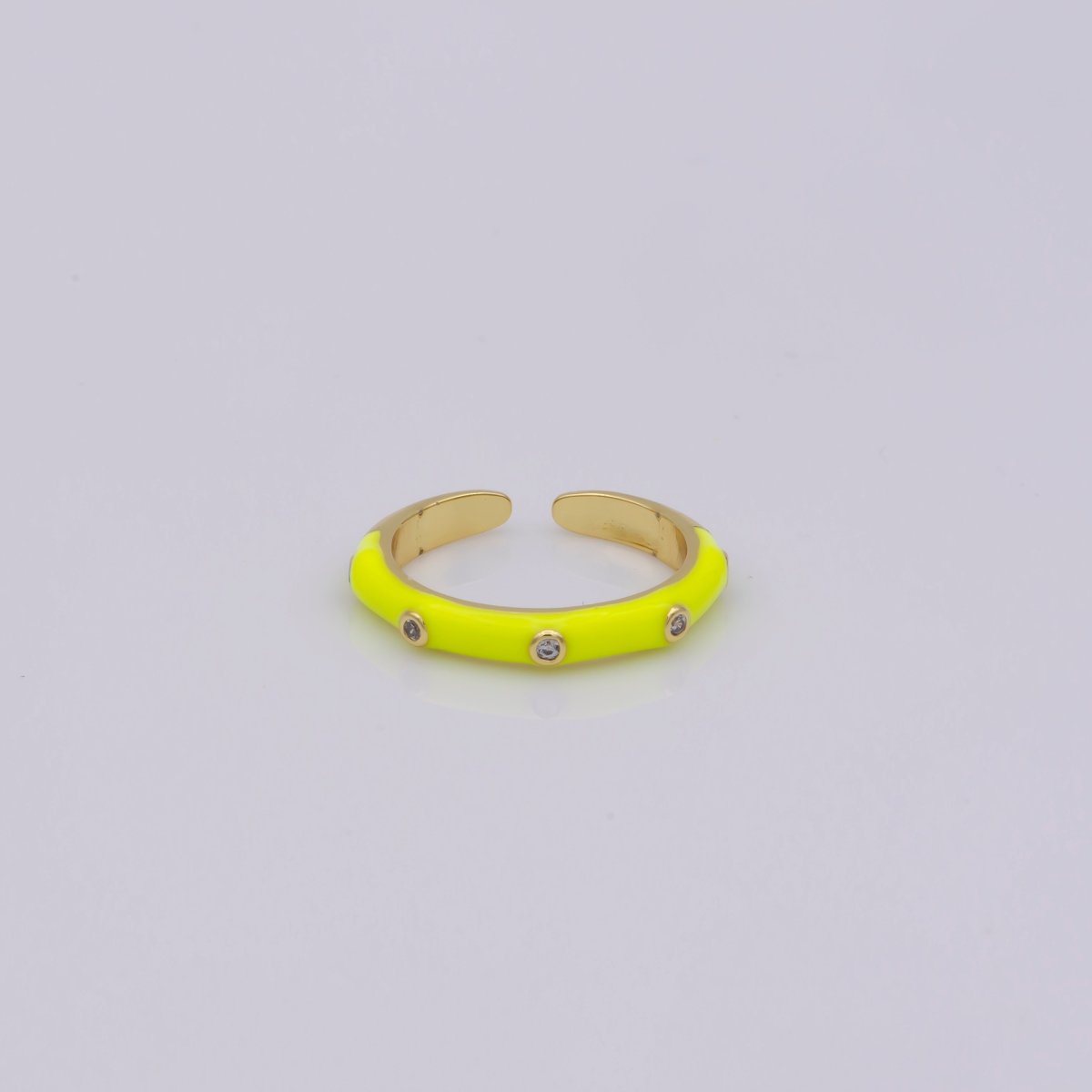 Colorful Enamel Ring | Multicolor Enamel Band Rainbow Ring | Enamel Stacking Ring Open Ring Adjustable Ring Black Pink Green White Neon Ring O-271 O-272 R-287 ~ R-294 - DLUXCA