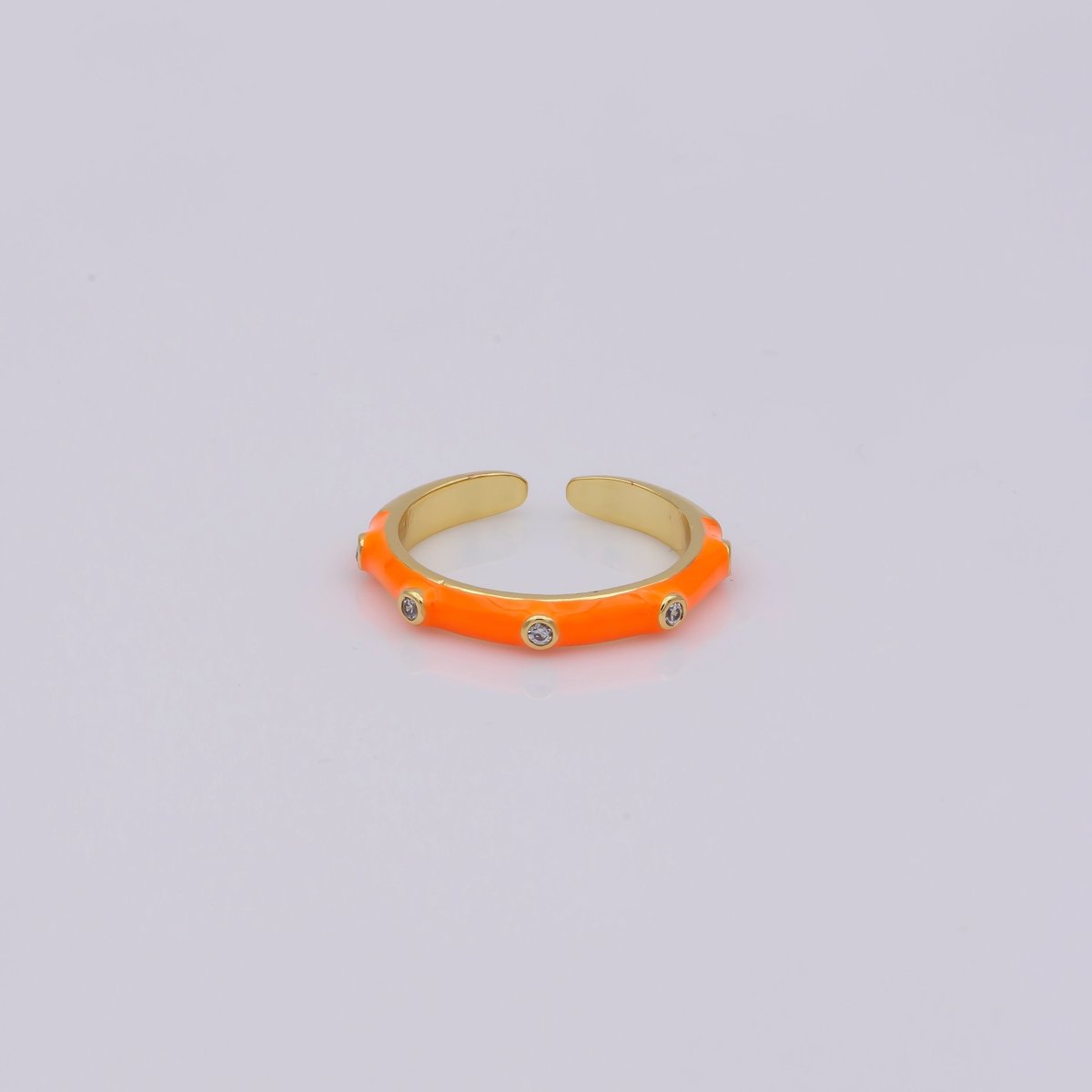 Colorful Enamel Ring | Multicolor Enamel Band Rainbow Ring | Enamel Stacking Ring Open Ring Adjustable Ring Black Pink Green White Neon Ring O-271 O-272 R-287 ~ R-294 - DLUXCA