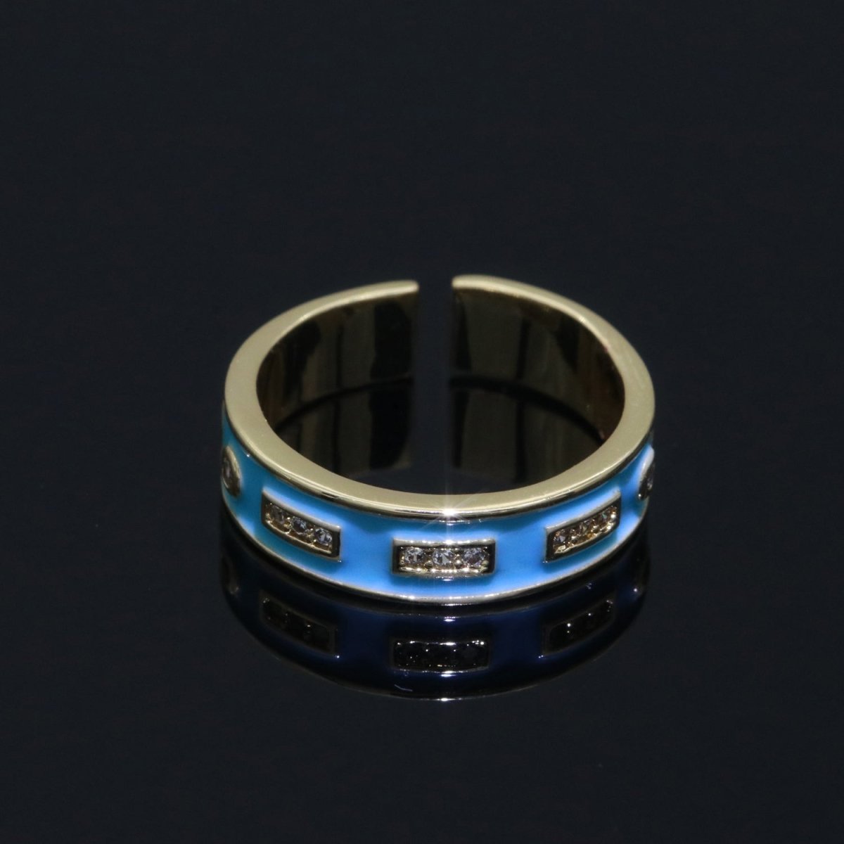 Colorful Enamel Ring | Multicolor Gold Filled Band Rainbow Ring | Enamel Stacking Ring Open Ring Adjustable Ring Black Pink Green White Neon Ring O-514 ~ O-523 - DLUXCA