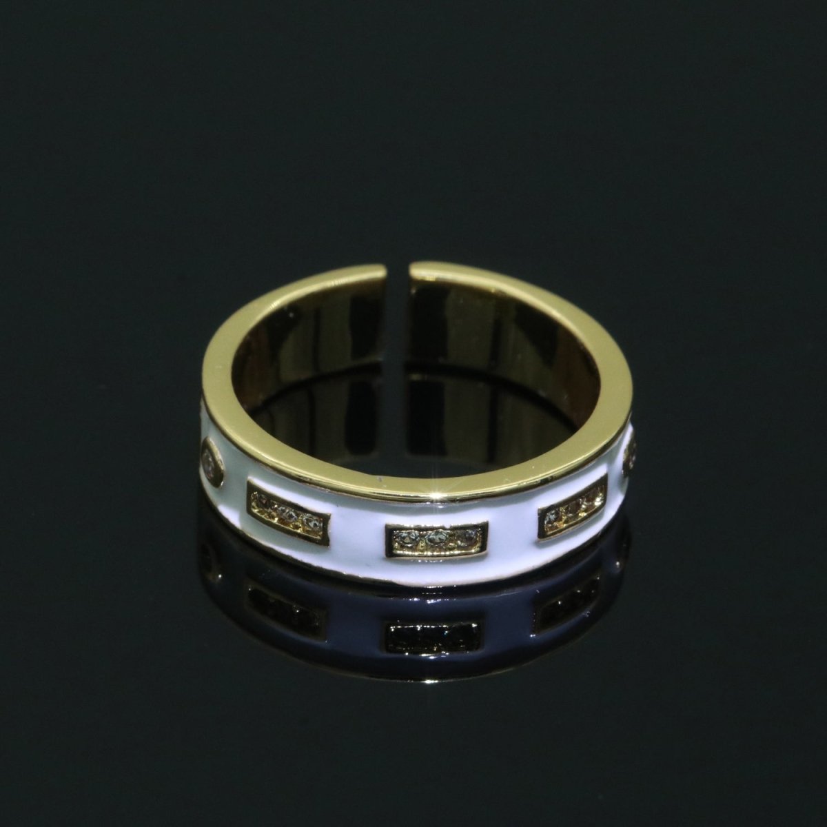 Colorful Enamel Ring | Multicolor Gold Filled Band Rainbow Ring | Enamel Stacking Ring Open Ring Adjustable Ring Black Pink Green White Neon Ring O-514 ~ O-523 - DLUXCA