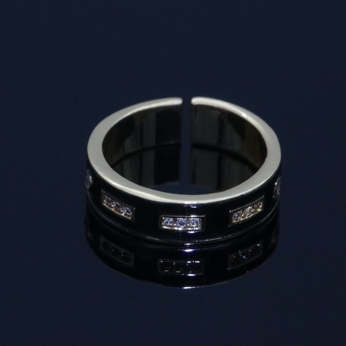 Colorful Enamel Ring | Multicolor Gold Filled Band Rainbow Ring | Enamel Stacking Ring Open Ring Adjustable Ring Black Pink Green White Neon Ring O-514 ~ O-523 - DLUXCA