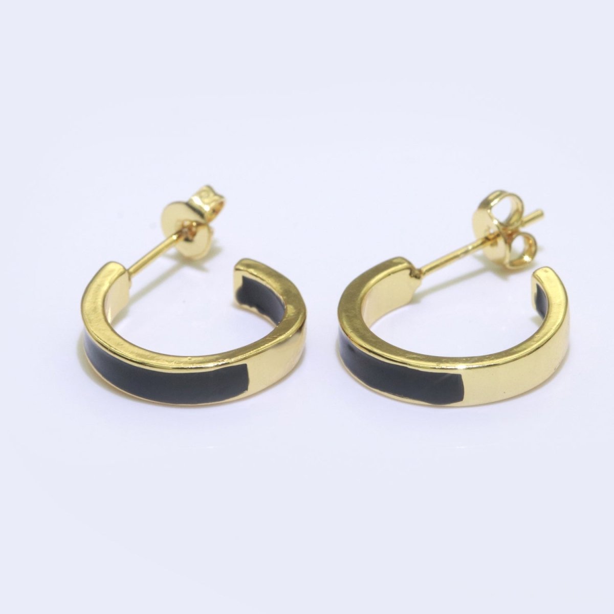 Colorful Enamel Round Ring Push Back Earring, Enamel Hoop Earrings, Colorful Enamel Gold Earring for Christmas Gift Party T-072 ~ T-081 - DLUXCA