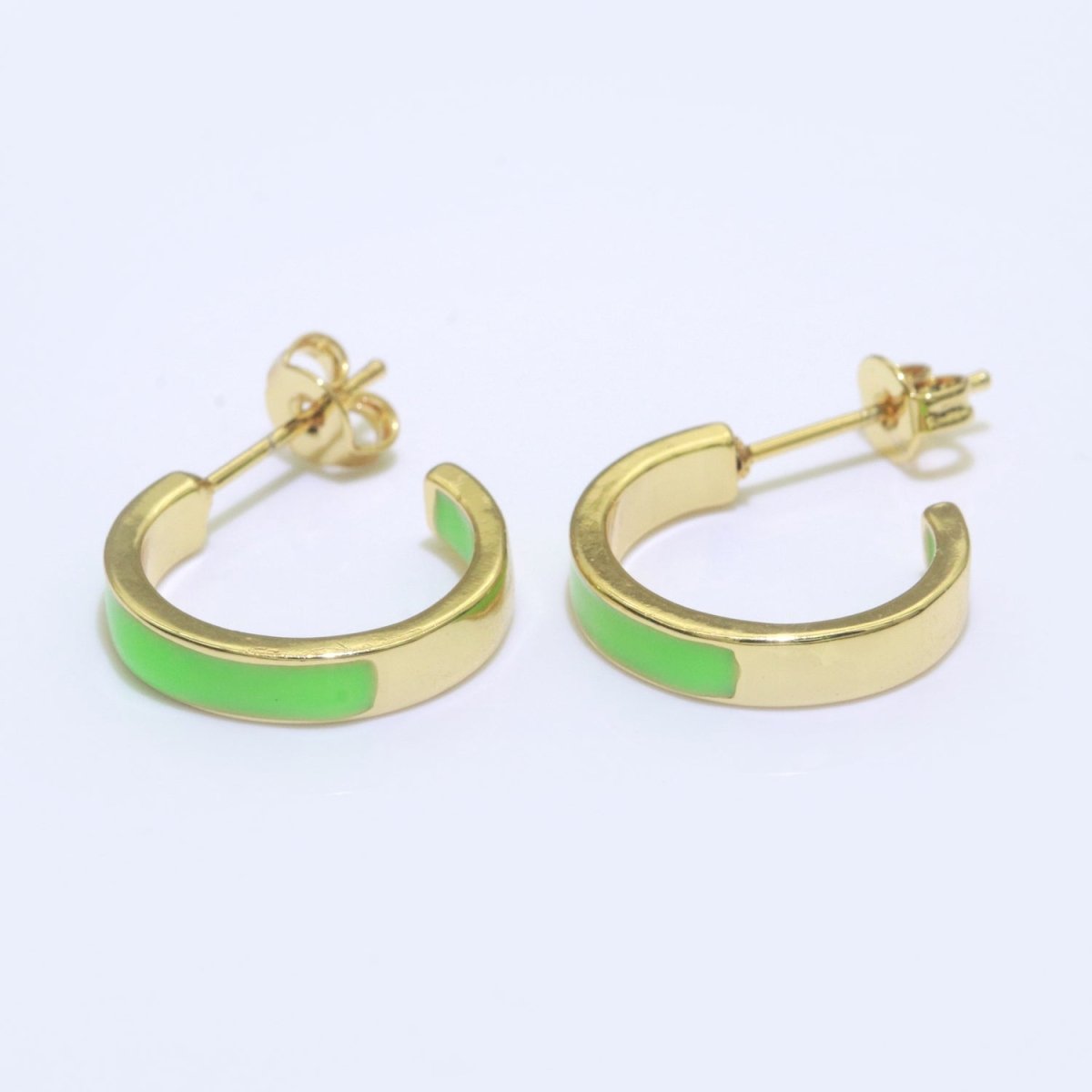 Colorful Enamel Round Ring Push Back Earring, Enamel Hoop Earrings, Colorful Enamel Gold Earring for Christmas Gift Party T-072 ~ T-081 - DLUXCA