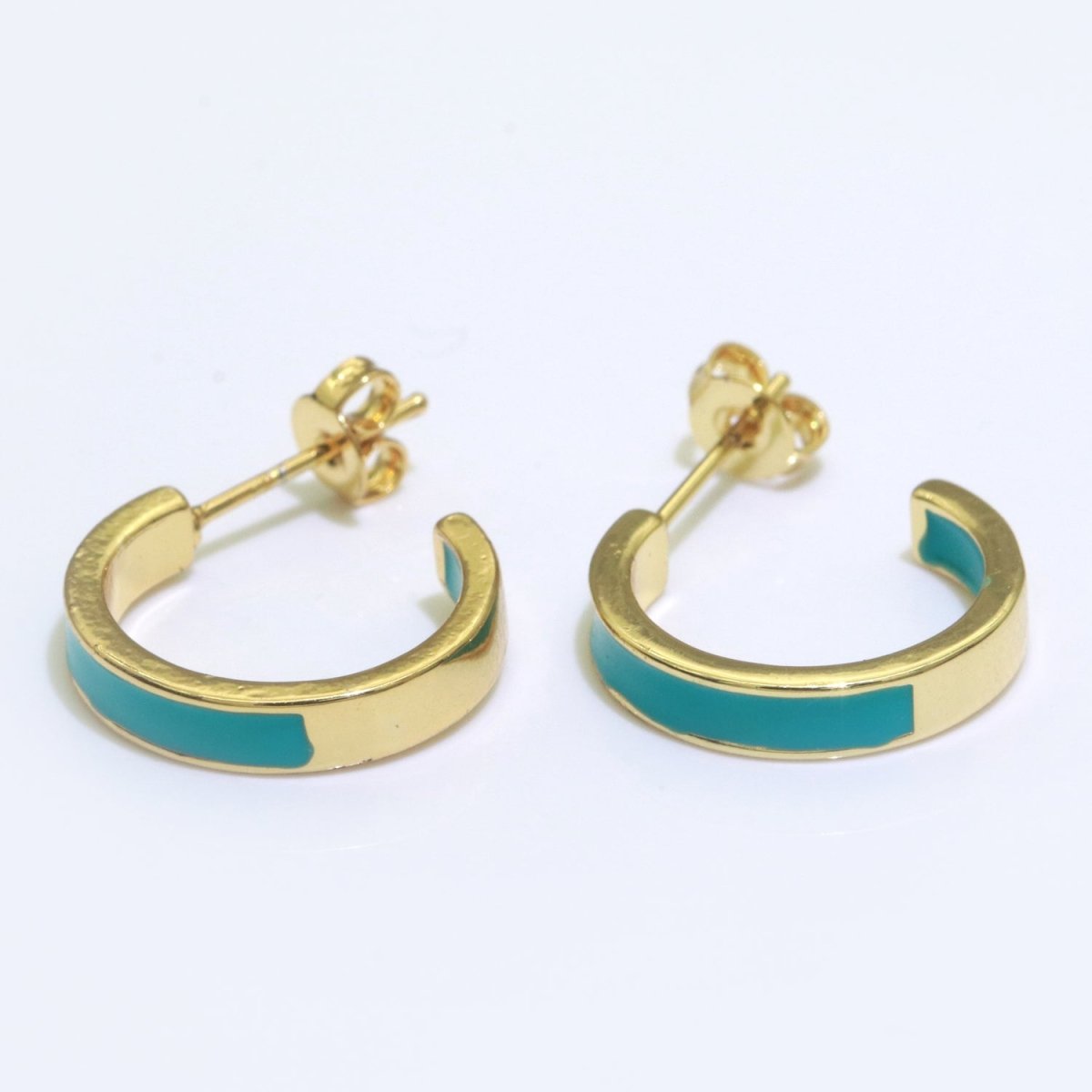 Colorful Enamel Round Ring Push Back Earring, Enamel Hoop Earrings, Colorful Enamel Gold Earring for Christmas Gift Party T-072 ~ T-081 - DLUXCA