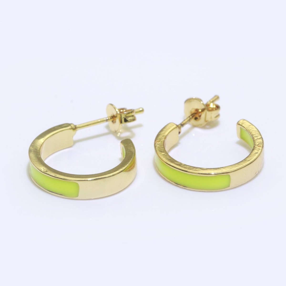 Colorful Enamel Round Ring Push Back Earring, Enamel Hoop Earrings, Colorful Enamel Gold Earring for Christmas Gift Party T-072 ~ T-081 - DLUXCA