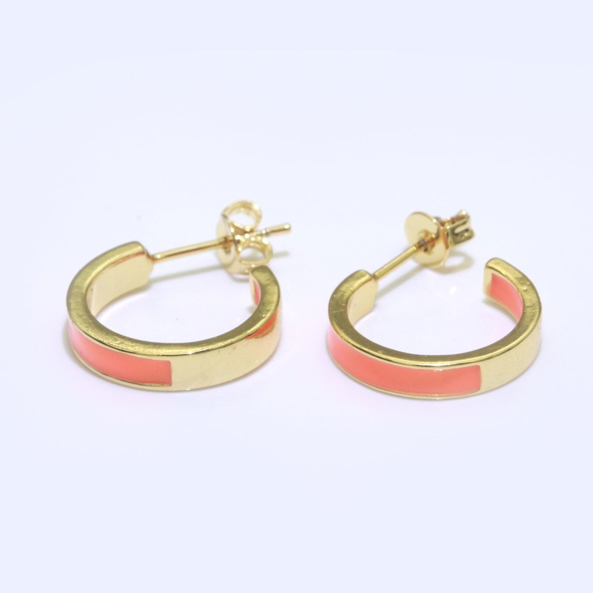 Colorful Enamel Round Ring Push Back Earring, Enamel Hoop Earrings, Colorful Enamel Gold Earring for Christmas Gift Party T-072 ~ T-081 - DLUXCA