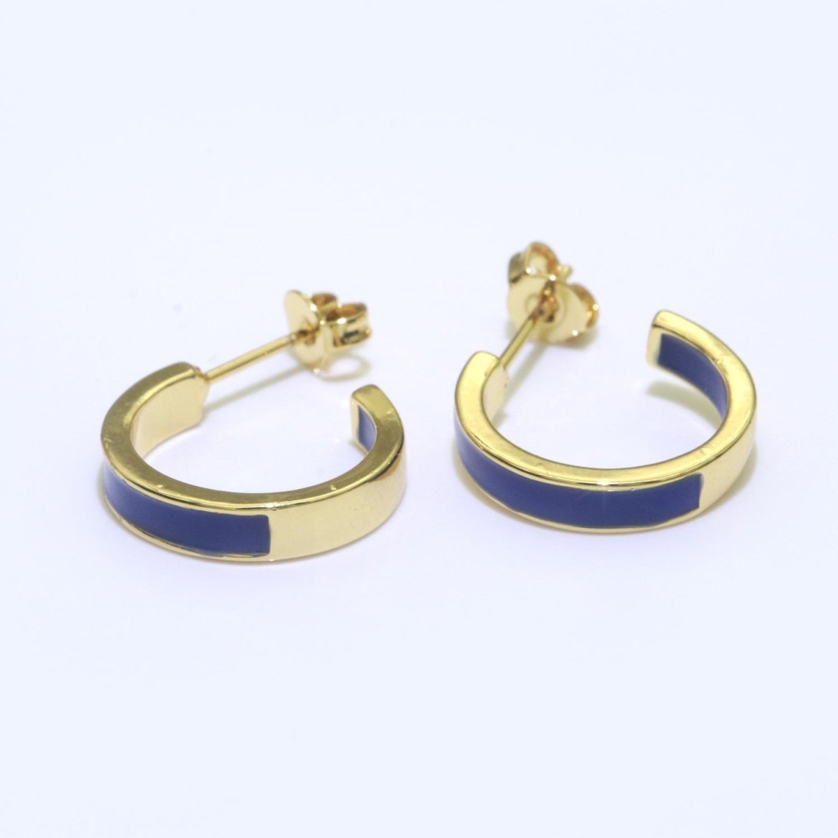 Colorful Enamel Round Ring Push Back Earring, Enamel Hoop Earrings, Colorful Enamel Gold Earring for Christmas Gift Party T-072 ~ T-081 - DLUXCA