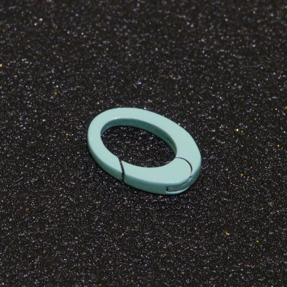 Colorful Enamel Spring Gate Ring, Push Gate ring, 12X7.5 mm Small Oval Ring, Charm Holder Pink Green Red Clasp for Link Connector Clasp L-438~L-447 - DLUXCA