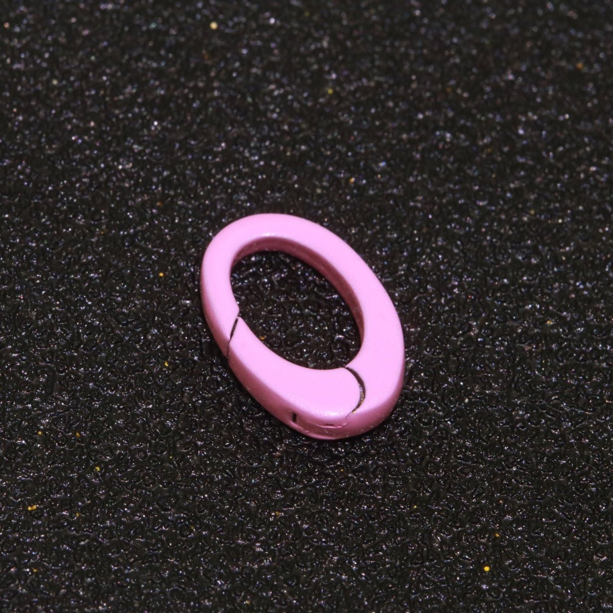 Colorful Enamel Spring Gate Ring, Push Gate ring, 12X7.5 mm Small Oval Ring, Charm Holder Pink Green Red Clasp for Link Connector Clasp L-438~L-447 - DLUXCA