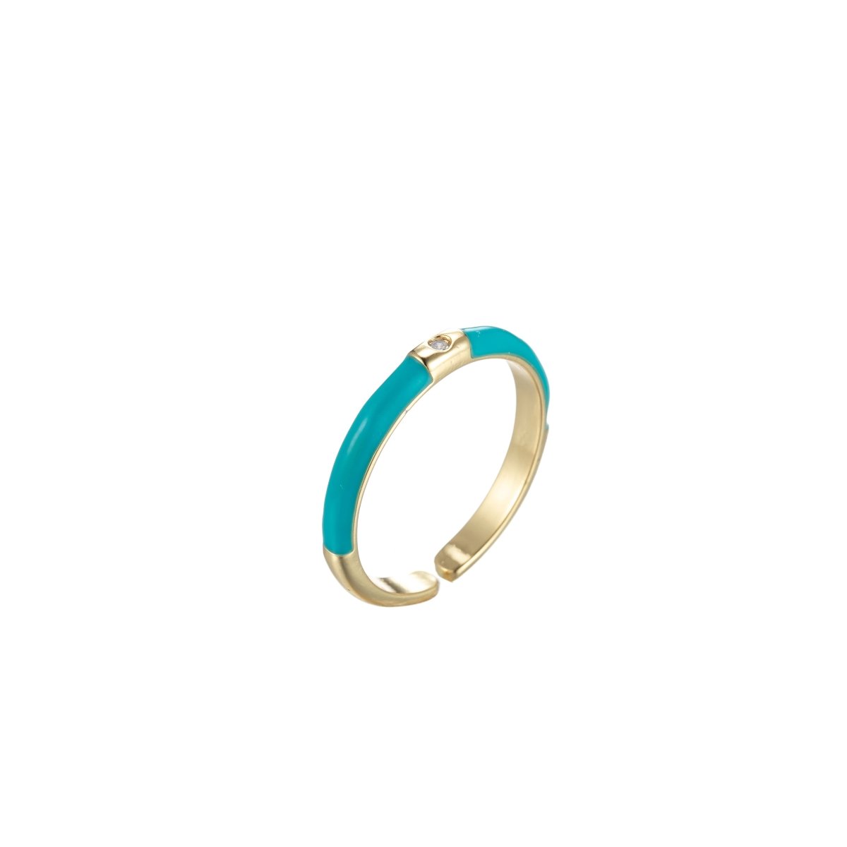 Colorful Enamel Stack Rings Gold Filled with Charming Cubic Zirconia Minimalist Fashion Jewelry O-860~O-869 - DLUXCA