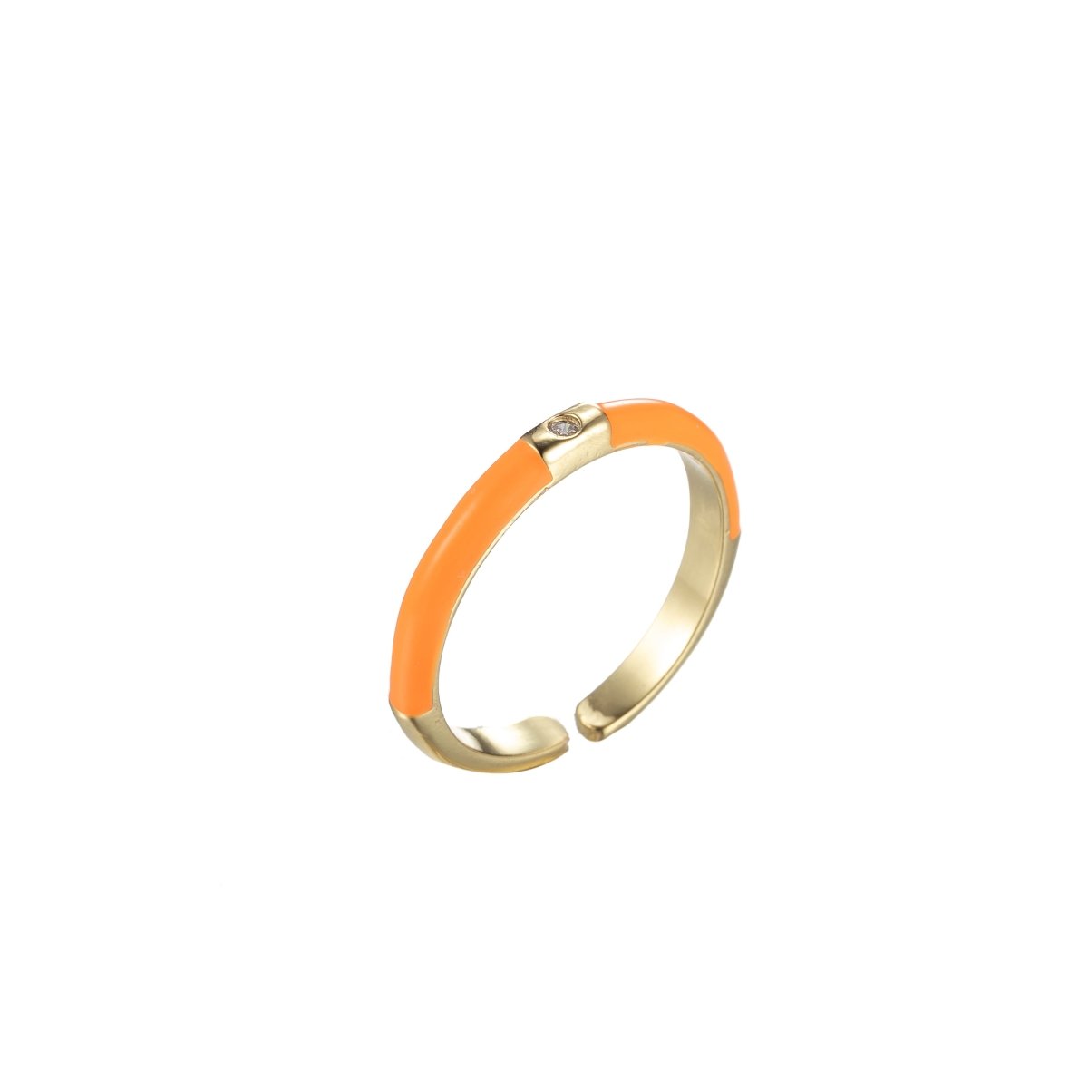 Colorful Enamel Stack Rings Gold Filled with Charming Cubic Zirconia Minimalist Fashion Jewelry O-860~O-869 - DLUXCA