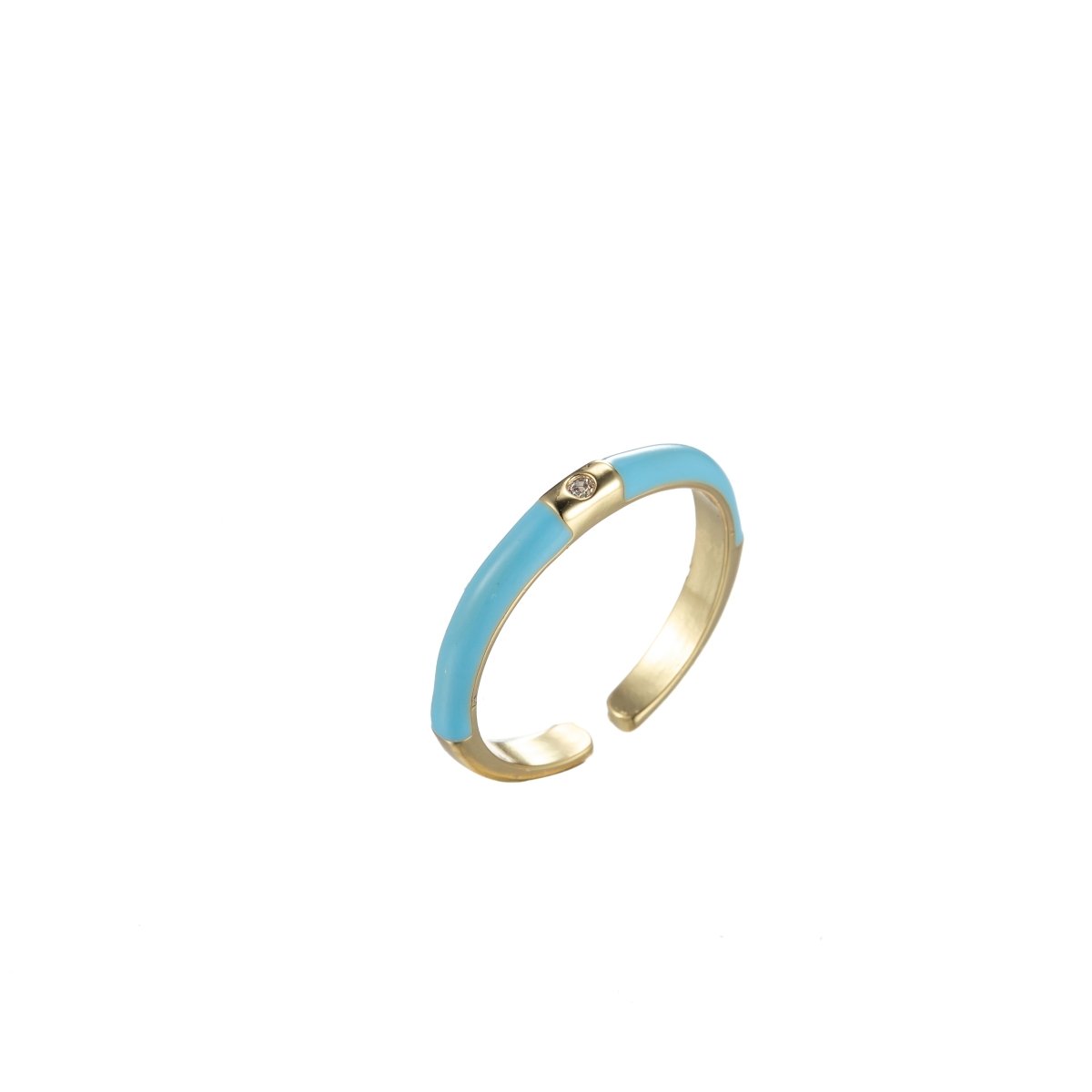 Colorful Enamel Stack Rings Gold Filled with Charming Cubic Zirconia Minimalist Fashion Jewelry O-860~O-869 - DLUXCA