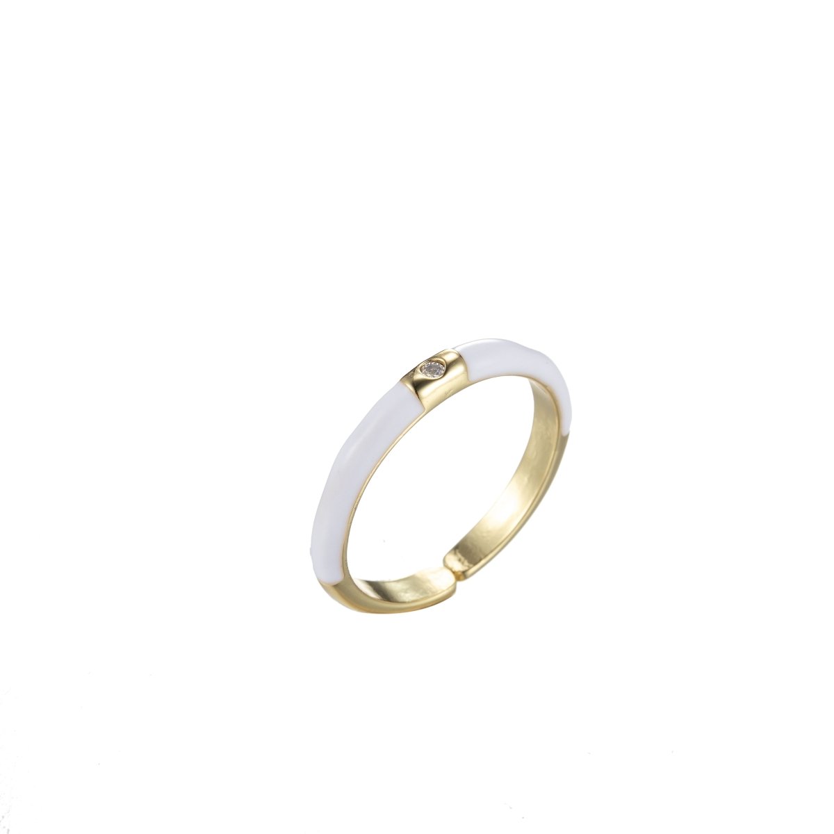 Colorful Enamel Stack Rings Gold Filled with Charming Cubic Zirconia Minimalist Fashion Jewelry O-860~O-869 - DLUXCA